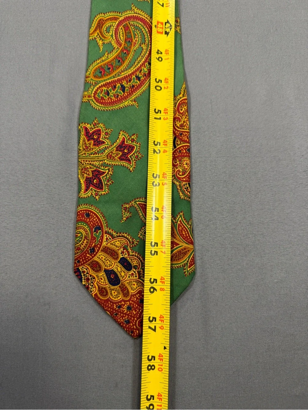 J. Crew Green Paisley Silk Necktie with Multicolor Accents